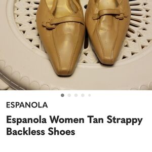 Espanola Ceila Women's Tan Sling Back High Heel Leather Upper Shoe Size 8 1/2